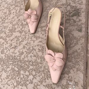 Pink Beige Flower Top Heels